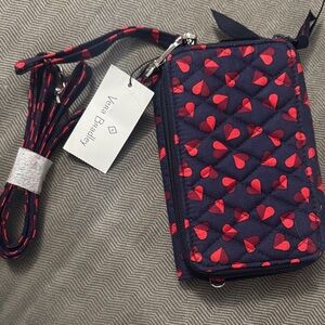 Vera Bradley Navy Crossbody with Red Heart Pattern